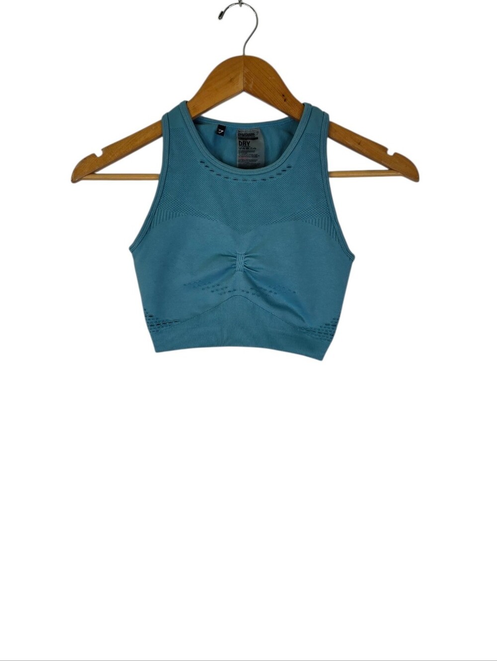 Gymshark Flawless Knit Cropped Sports Bra Sea Blue Women's Small Athletic Bra